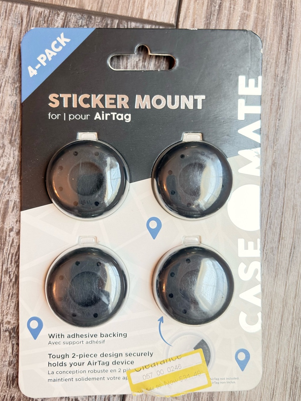 case-mate Black Adhesive AirTag Sticker Mounts (4-Pack)